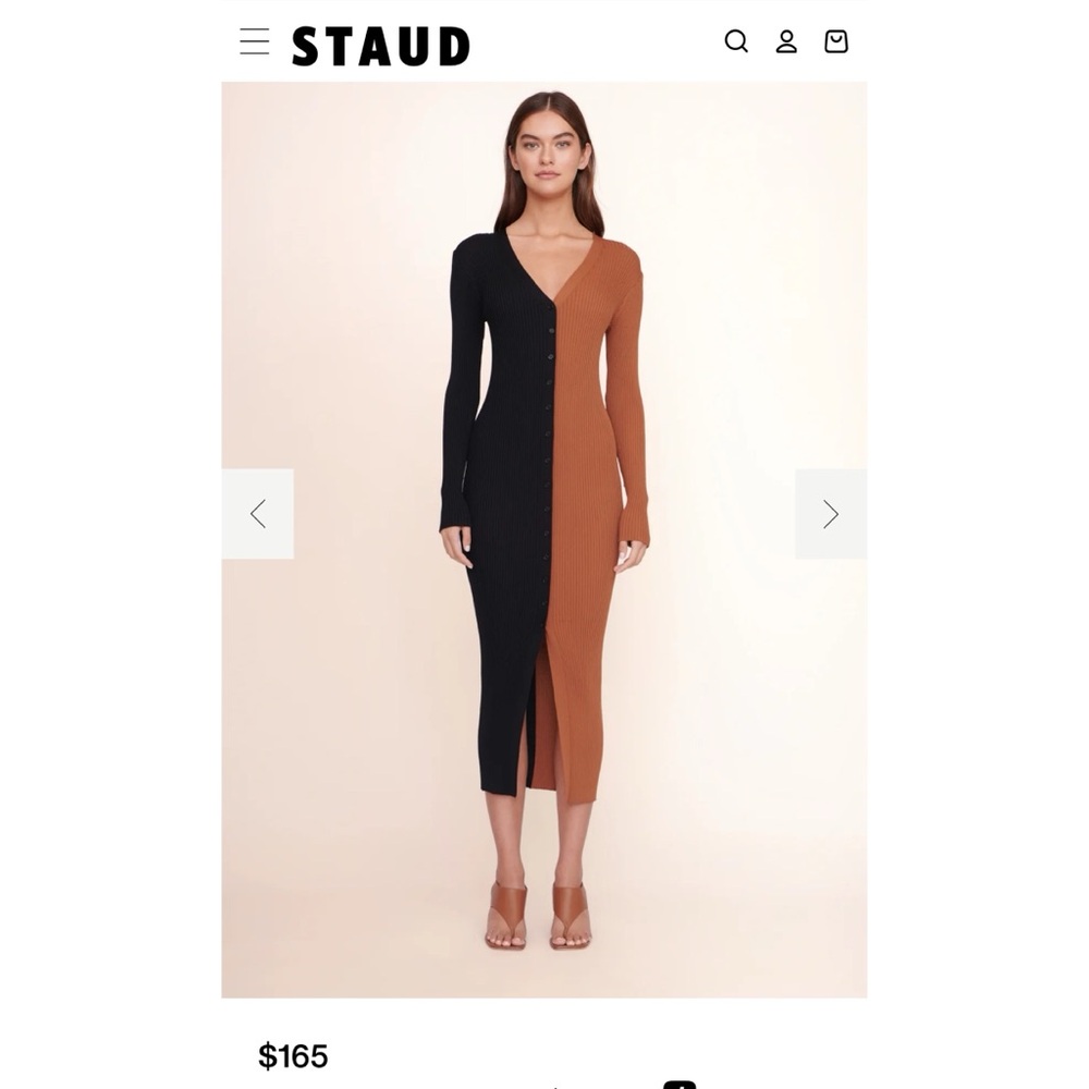 Colorblock Ribbed Midi Dress (STAUD-inspired) - Picture 3 of 3